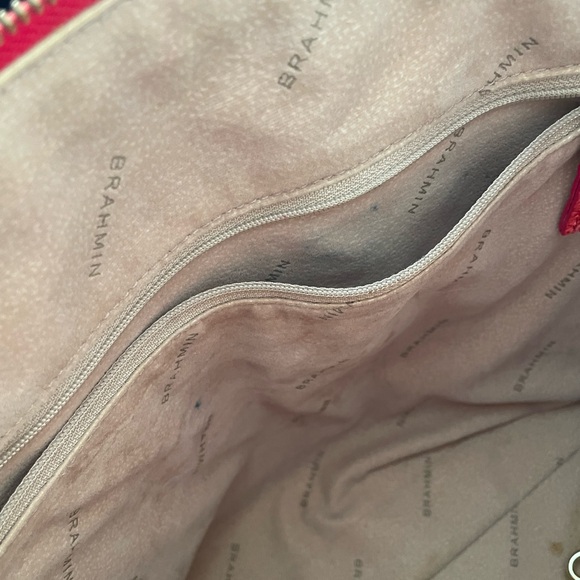 Brahmin Leather Signature Crocodile Embossed Red Leather Satchel - Picture 9 of 9